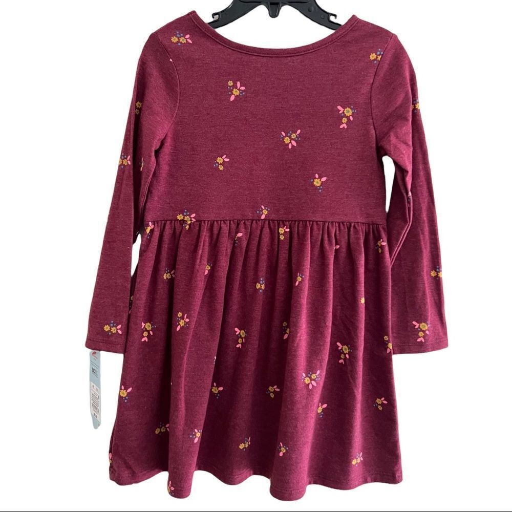 😊 3/$30 
NEW🏷 Girls Cotton Blend Dress Sz 4 Burgundy Floral Cat & Jack